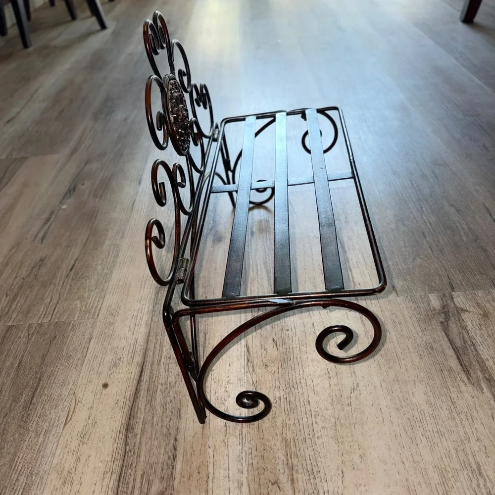 3pc Bronze Ornate Wrought Iron Bath Wall Decor Set Towel Bar Double Hook Shelf